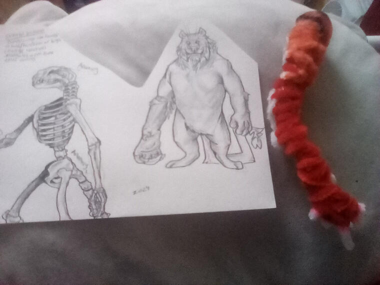 "Frank's arm" made of pipe cleaners, tissue paper and sharpie! (FULL BODY IS DONE JUST NEED PHOTOS!) 2024