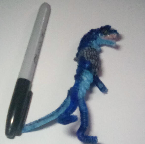 Mini komodo pipe sculpture! Around 7 pipes and sharpie with fabric bandana (will upload a collage of it) 2025